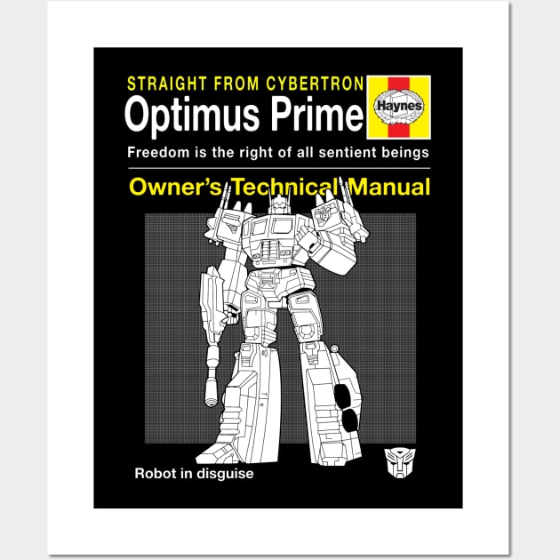 Optimus Prime Haynes Manual Transformers Wall Art by Bevatron